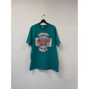 Vintage Quaker Caramel Corn Cakes Shirt Mens‎ XL Teal Promo Graphic 90s Made USA